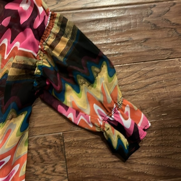 Pleione Sheer Loose Fit 3/4 Length Sleeve Blouse Size L - Picture 3 of 6